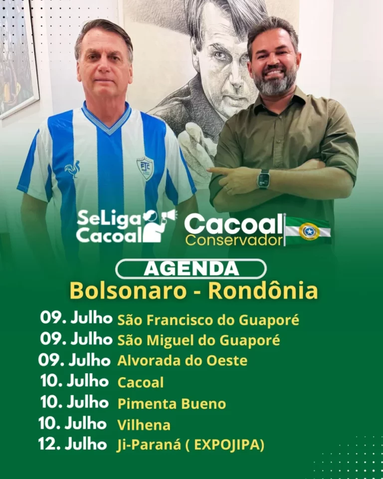 Bruno Scheid anuncia agenda de Bolsonaro em Rondônia para julho